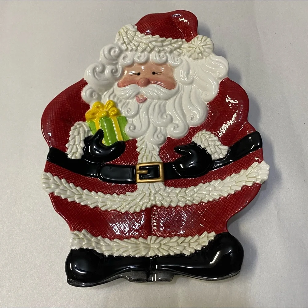 Fitz and Floyd Gifts From Santa Canapé Plate Holiday Christmas Handcrafted NWT